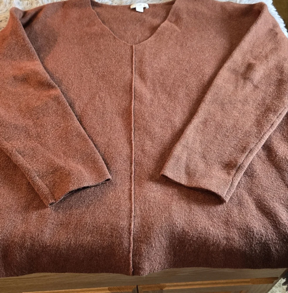 J.Jill Rust Color V Neck Sweater Size Med - Picture 5 of 16